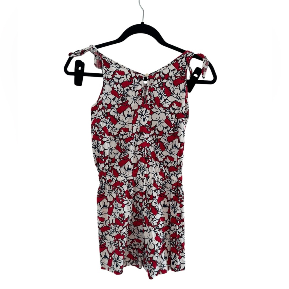 Vineyard Vines x Target Girls Hibiscus Whale Romper Red White Blue, Size M (7/8)